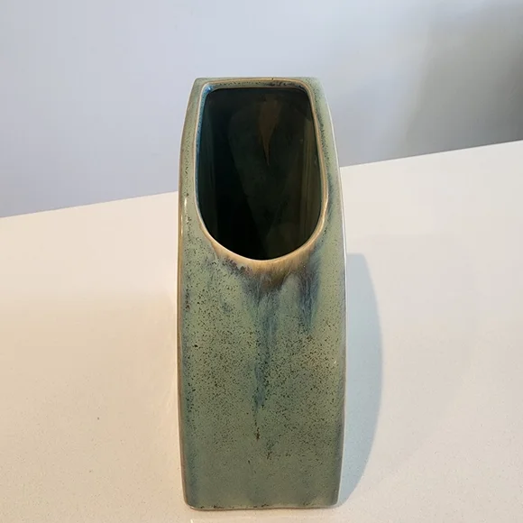Bookend Vase Blue-Green Ceramic - Picture 2 of 8